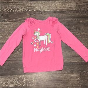 Girls 365 kids long sleeve pink unicorn shirt size 8